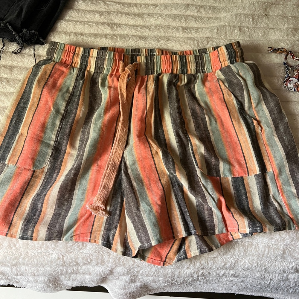 Striped Multicolor Women's Shorts High Waisted Size XL